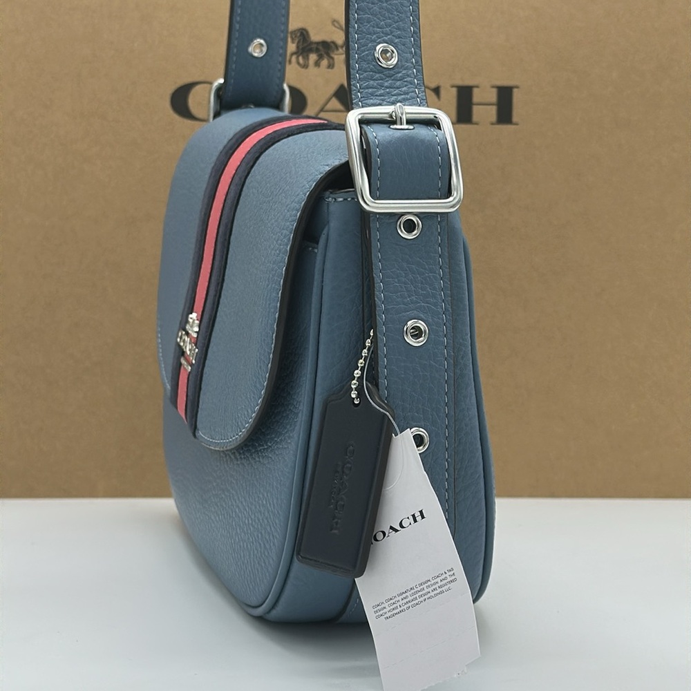COACH Marie Saddle Bag With Varsity Stripe - Picture 7 of 16